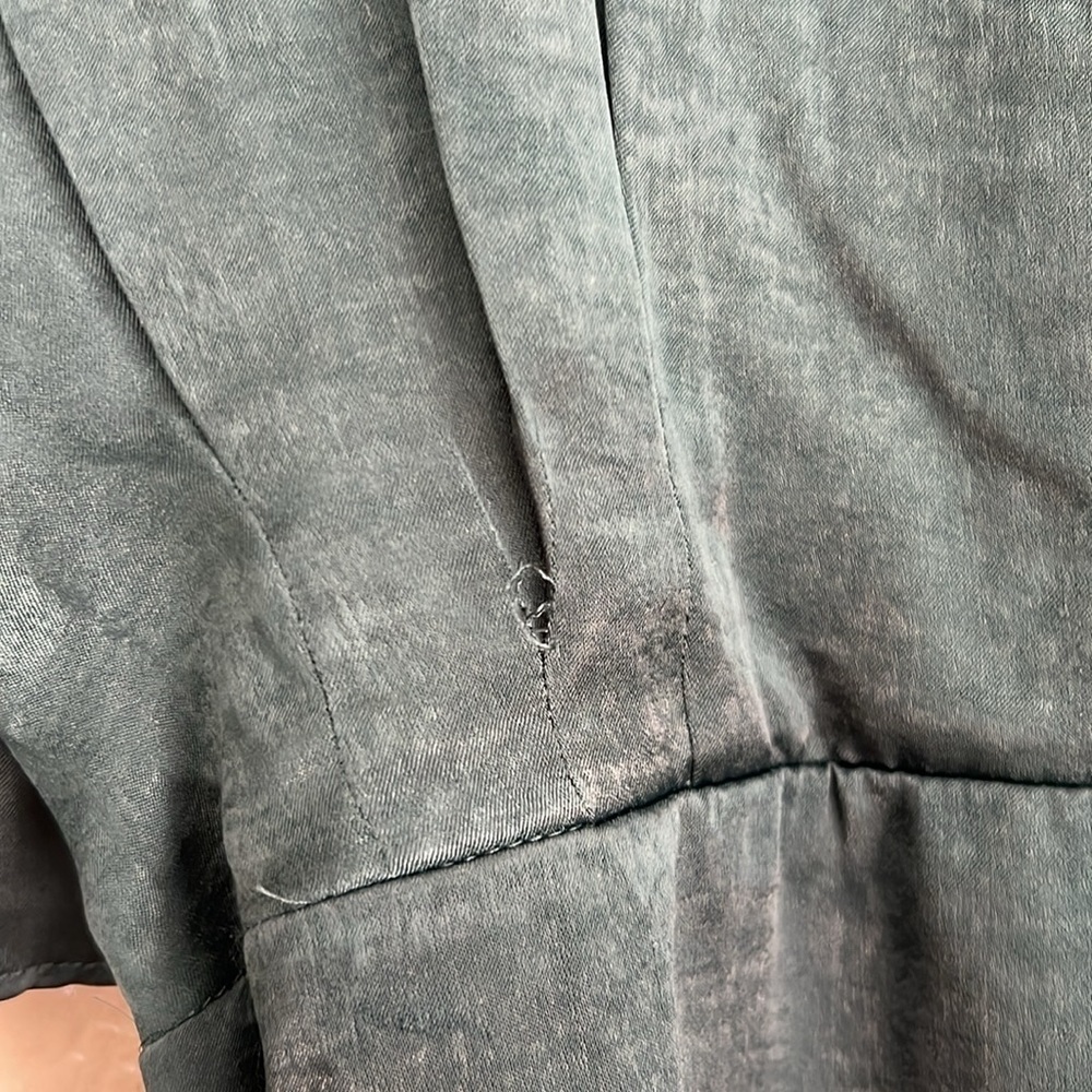 Wrapped Up In Love Dark Green Satin Faux-Wrap Midi Dress - Picture 7 of 8